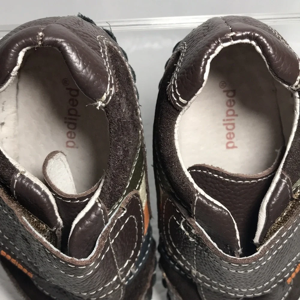 Pediped Brand Baby Shoes Moccasins Brown Leather Upper, Lining & Soles Sz 6-12 M